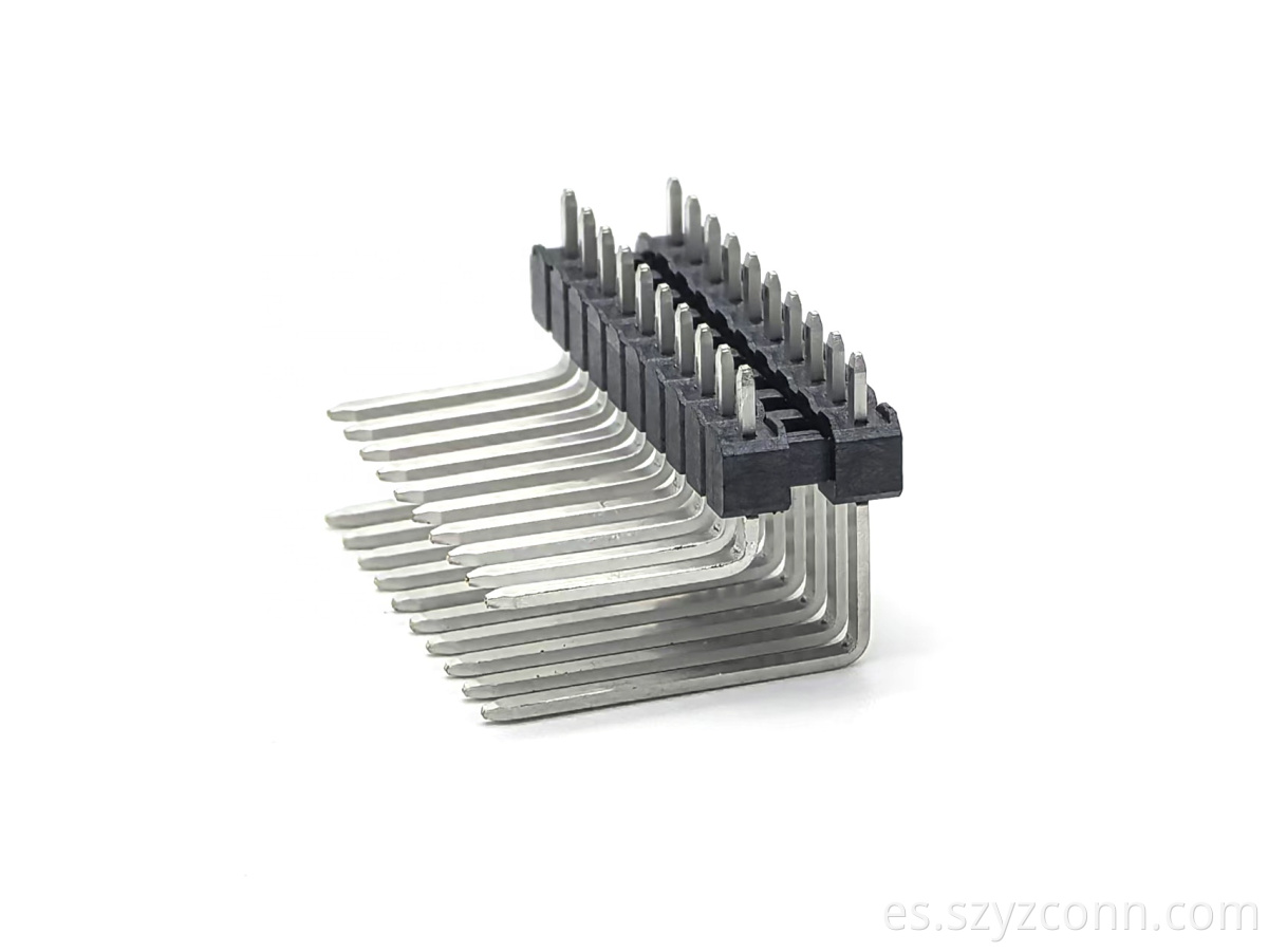 fila dual H4.5mm de ángulo recto 2*10P del conector del vehículo del jefe del Pin de la echada de 3.5mm*6.0m m 3.5mm*6.0mm Pitch Pin Header Vehicle Connector Dual Row Right Angle H4.5mm 2*10P